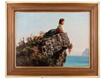 фото Картина девушка на скале в сорренто 60х80/82х102х3 см