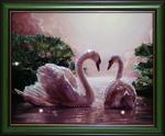 фото Картина Влюбленные лебеди с кристаллами Swarovski (1439)