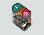 фото Кнопочный выключатель в сборе IEK 2 управляющих элемента красный + зеленый с подсветкой,