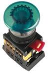 фото Кнопочный выключатель в сборе IEK 1 управляющий элемент зеленый с подсветкой,