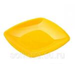 фото Тарелка квадратная плоская 18*18 см желтая ПП (6 штук / 25 упаковок)