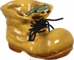 фото Кашпо ботинок с лягушкой длина 13 см высота 9 см