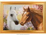 фото Гобеленовая картина пара лошадей 60х41 см,