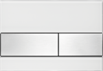 фото TECEsquare, панель смыва с двумя клавишами стеклянная, цвет: стекло белое, клавиши нержавеющая сталь