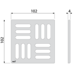 фото Дизайновая решетка 102×102×5 латунь – хром, MPV001