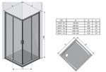 Фото №4 BLRV2K-80 блестящий + стекло Транспарент (Прямоугольный душевой уголок с уловым входом Раздвижной) Д