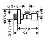 Фото №4 Hansgrohe 13901000 - Вентиль угловой, для подключения смесителя ⅜ * ½ (хром)