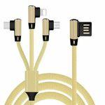 фото USB-кабель QUWIND с различными разъемами Lightning, Type-C, Micro USB USB кабель Gold