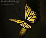 Фото №2 3D-светильник, желтый, фиолетовый Бабочка 3D-Light Fx