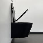 фото Унитаз подвесной 105MB безободковый, сиденье дюропласт softclose тонкое, быстросъёмное (чёрный матов