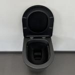 Фото №3 Унитаз подвесной 105MB безободковый, сиденье дюропласт softclose тонкое, быстросъёмное (чёрный матов