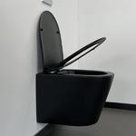 Фото №4 Унитаз подвесной 105MB безободковый, сиденье дюропласт softclose тонкое, быстросъёмное (чёрный матов
