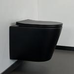 Фото №5 Унитаз подвесной 105MB безободковый, сиденье дюропласт softclose тонкое, быстросъёмное (чёрный матов