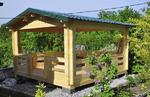 фото Деревянные беседки садовые домики террасы из оцилиндрованного бревна двойного бруса минибрус
