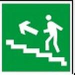 фото Знак безопасности NPU-2424.E16 Напр. к эвакуац. выходу по лестн. вверх (лев.) | код. a11043 | белый Свет