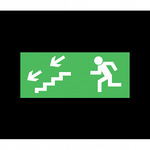 фото ЭЗ Эвакуационный выход по лестнице налево-вниз (125х250) самоклеющаяся транслюцентная пленка