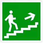 фото Знак безопасности BL-2010B.E15 Напр. к эвакуац. выходу по лестнице вверх (прав) | код. a15039 | белый Свет