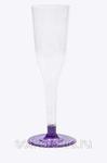 фото Бокал для шампанского 100 мл "Флюте" прозрачный кристалл со съемной фиолетовой ножкой ПС (6 штук / упаковка