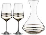 фото Набор для вина "wellness" (gold & black) графин + 2 бокала 1500/450 мл.высота=24/24 см. Bohemia Crystal (674-567)