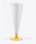 фото Бокал для шампанского 150 мл прозрачный кристалл на съемной желтой ножке ПС (6 штук / упаковка