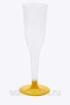 фото Бокал для шампанского 100 мл "Флюте" прозрачный кристалл со съемной желтой ножкой ПС (6 штук / упаковка