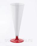 фото Бокал для шампанского 150 мл прозрачный кристалл на съемной красной ножке ПС (6 штук / упаковка