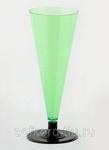 фото Бокал для шампанского 150 мл зеленый кристалл на съемной черной ножке ПС (6 штук / упаковка