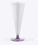 фото Бокал для шампанского 150 мл прозрачный кристалл на съемной сиреневой ножке ПС (6 штук / упаковка