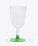 фото Бокал для вина 200 мл прозрачный кристалл на съемной зеленой ножке ПС (6 штук / упаковка