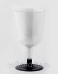 фото Бокал для вина 200 мл прозрачный кристалл на съемной черной ножке ПС (6 штук / упаковка