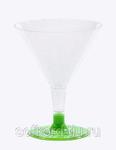 фото Бокал для мартини 100 мл прозрачный кристалл на съемной зеленой ножке ПС (6 штук / упаковка