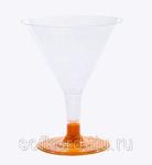 фото Бокал для мартини 100 мл прозрачный кристалл на съемной оранжевой ножке ПС (6 штук / упаковка