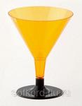фото Бокал для мартини 100 мл оранжевый кристалл на съемной черной ножке ПС (6 штук / упаковка