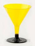 фото Бокал для мартини 100 мл желтый кристалл на съемной черной ножке ПС (6 штук / упаковка