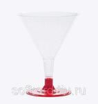фото Бокал для мартини 100 мл прозрачный кристалл на съемной красной ножке ПС (6 штук / упаковка