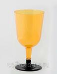 фото Бокал для вина 200 мл оранжевый кристалл на съемной черной ножке ПС (6 штук / упаковка