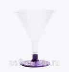 фото Бокал для мартини 100 мл прозрачный кристалл на съемной фиолетовой ножке ПС (6 штук / упаковка