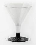фото Бокал для мартини 100 мл прозрачный кристалл на съемной черной ножке ПС (6 штук / упаковка