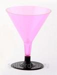 фото Бокал для мартини 100 мл розовый кристалл на съемной черной ножке ПС (6 штук / упаковка