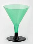 фото Бокал для мартини 100 мл зеленый кристалл на съемной черной ножке ПС (6 штук / упаковка
