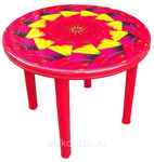 фото Стол "Romantik" круглый декор Калейдоскоп красный Т 210 D85,5см h71,5см