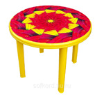 фото Стол "Romantik" круглый декор Калейдоскоп жёлтый Т 210 D85,5см h71,5см