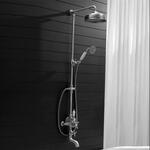 фото HUBER Victorian Настенная душевая система:термостатический смеситель для ванны,верхний душ Easy Clean,ручной душ с держателем и шлангом